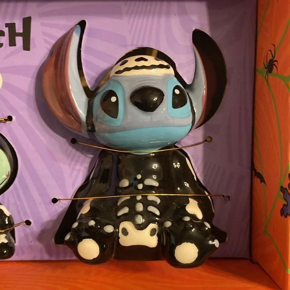 Disney Stitch Scrump Halloween Salt Pepper Shakers Ceramic Hand Painted NIB